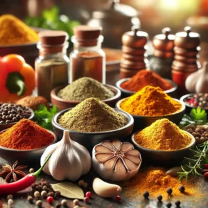 ادویه‌های مختلف فلافل شامل زیره، گشنیز، پاپریکا و زردچوبه