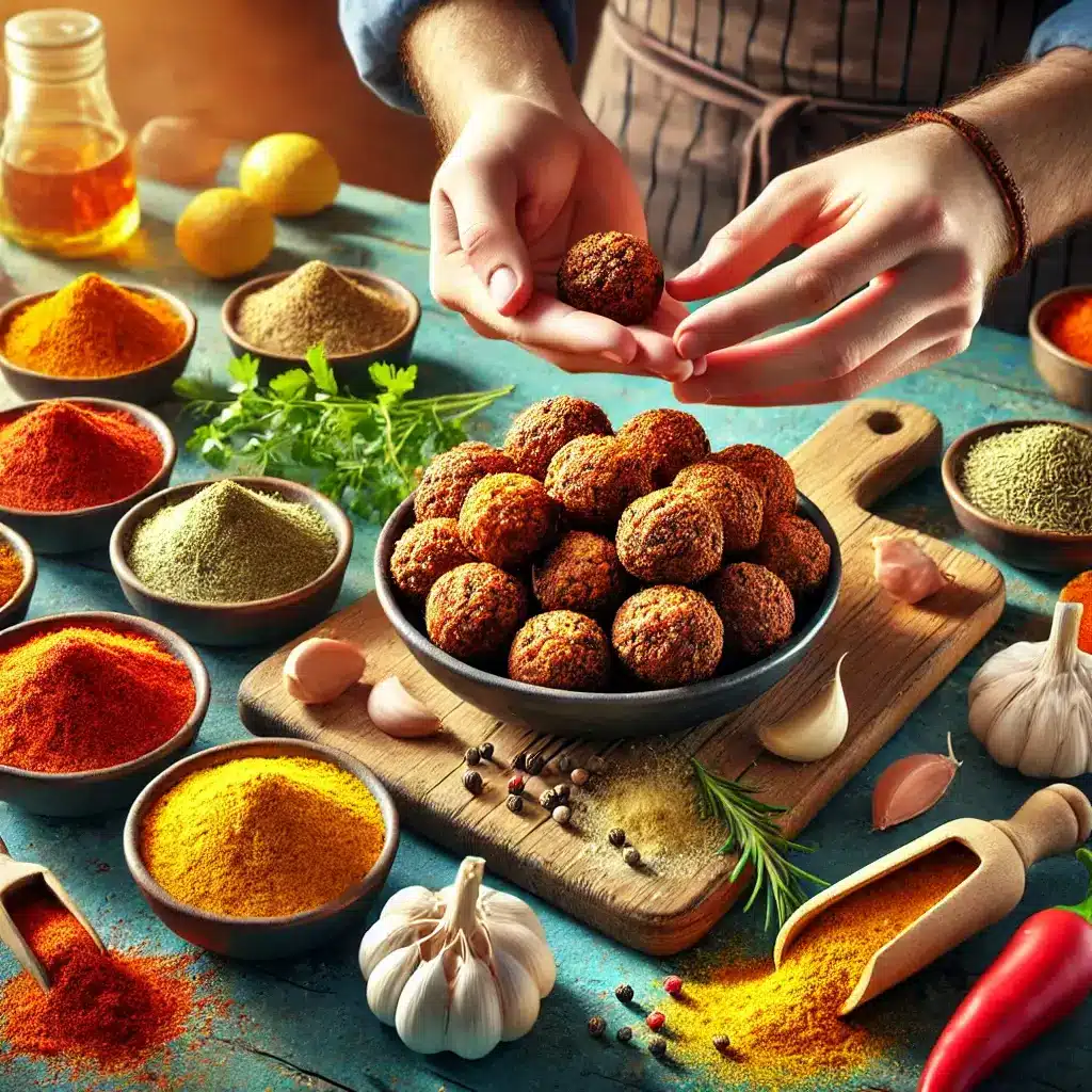 تهیه فلافل با ادویه‌ها